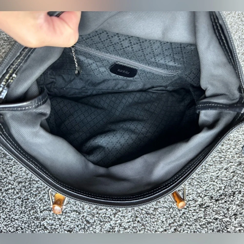 Gucci vintage nylon bamboo tote